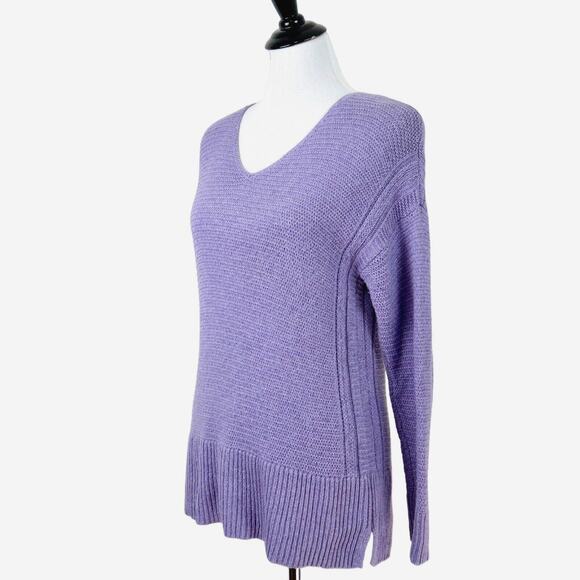 J Jill Pure Jill Size XS Cotton Cashmere Blend Sweater V Neck Lavender - Picture 1 of 9